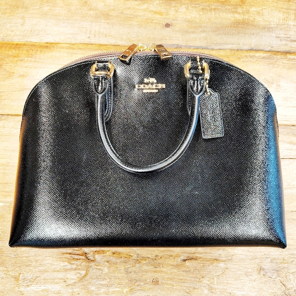 Coach Quinn Satchel Bag in Patent Black Leather with Strap - Picture 2 of 16